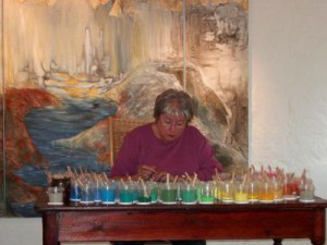 Fremstilling af sandmandala - Galleri Gram Huse